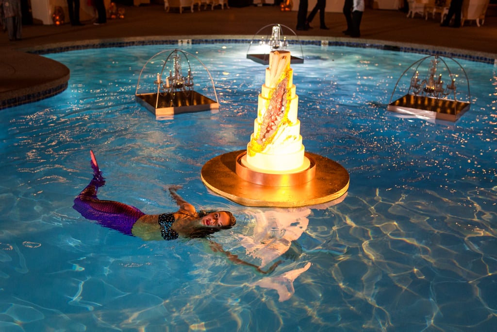 This Epic Vegas Wedding Featured Swimming Mermaids and a Pool-Floating Cake